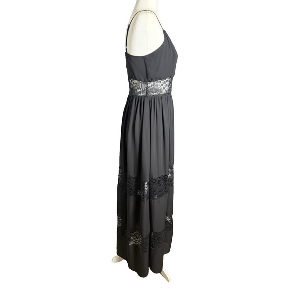 GUESS Dress Women's Maxi‎ Black Lace inset Boho, Romantic Spaghetti Strap Med - Picture 6 of 13